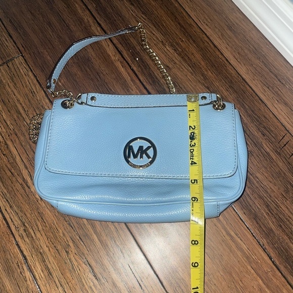 Blue Michael Kors purse blue shoulder bag leather bag fall bag gold chain bag - Picture 13 of 15